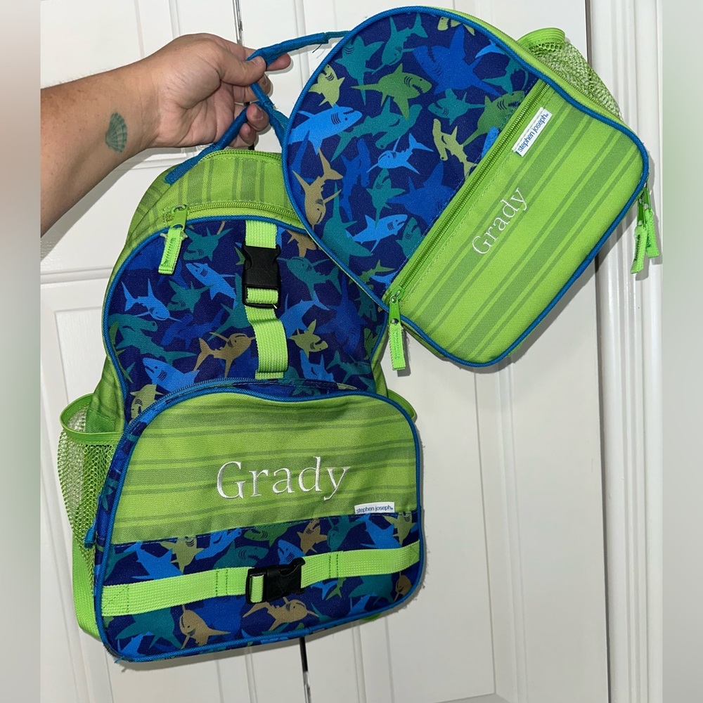Green and Blue Kids Backpack Set